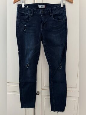 CAbi Dark Wash Distressed Skinny Jeans